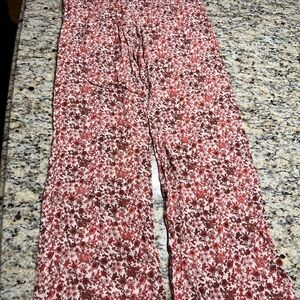 Forever 21 Floral Wide Leg Pants - Red and Brown